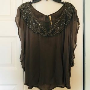 Slate grey glass beaded top